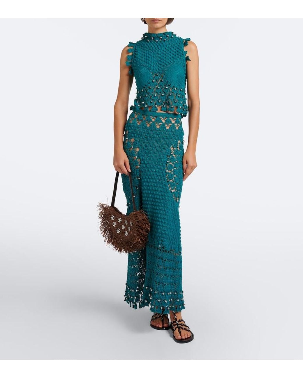 Rabanne Brown Sac A Main Fringed Raffia Top-Handle Bag