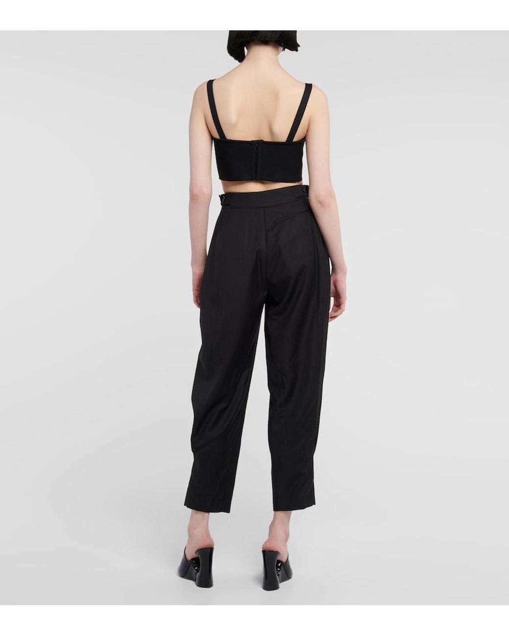 Alaïa Black Alaia Herringbone Tapered Wool Pants