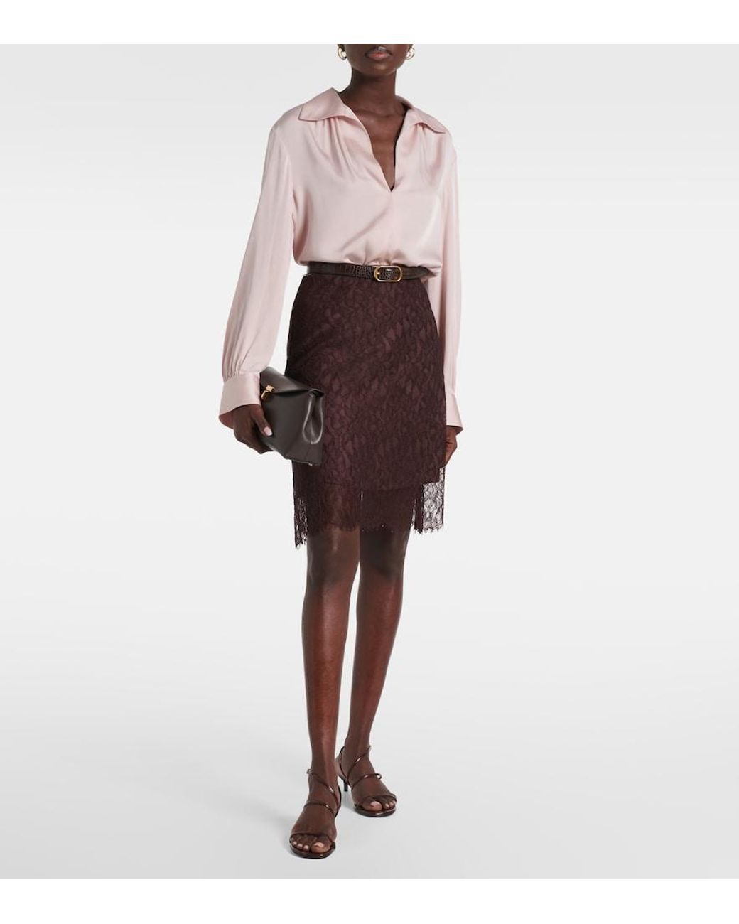 Vince Purple Lace Midi Skirt
