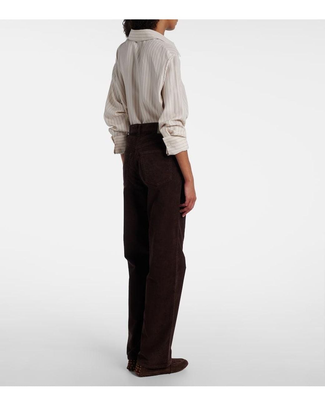 AG Jeans Brown Kora High-Rise Corduroy Wide-Leg Pants