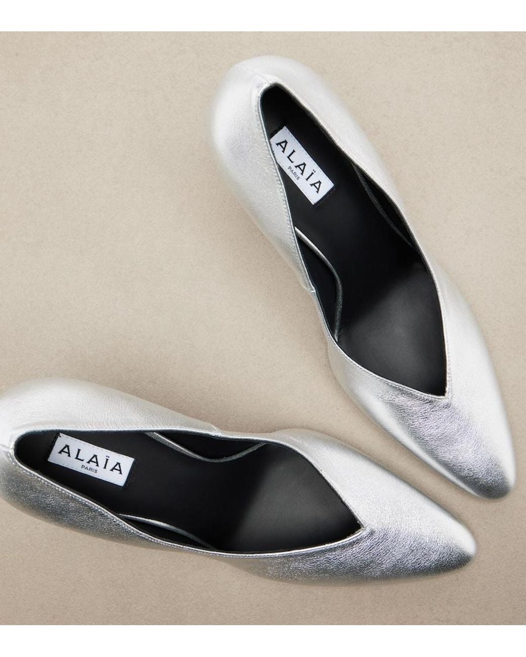 Alaïa White Metallic Leather Pumps