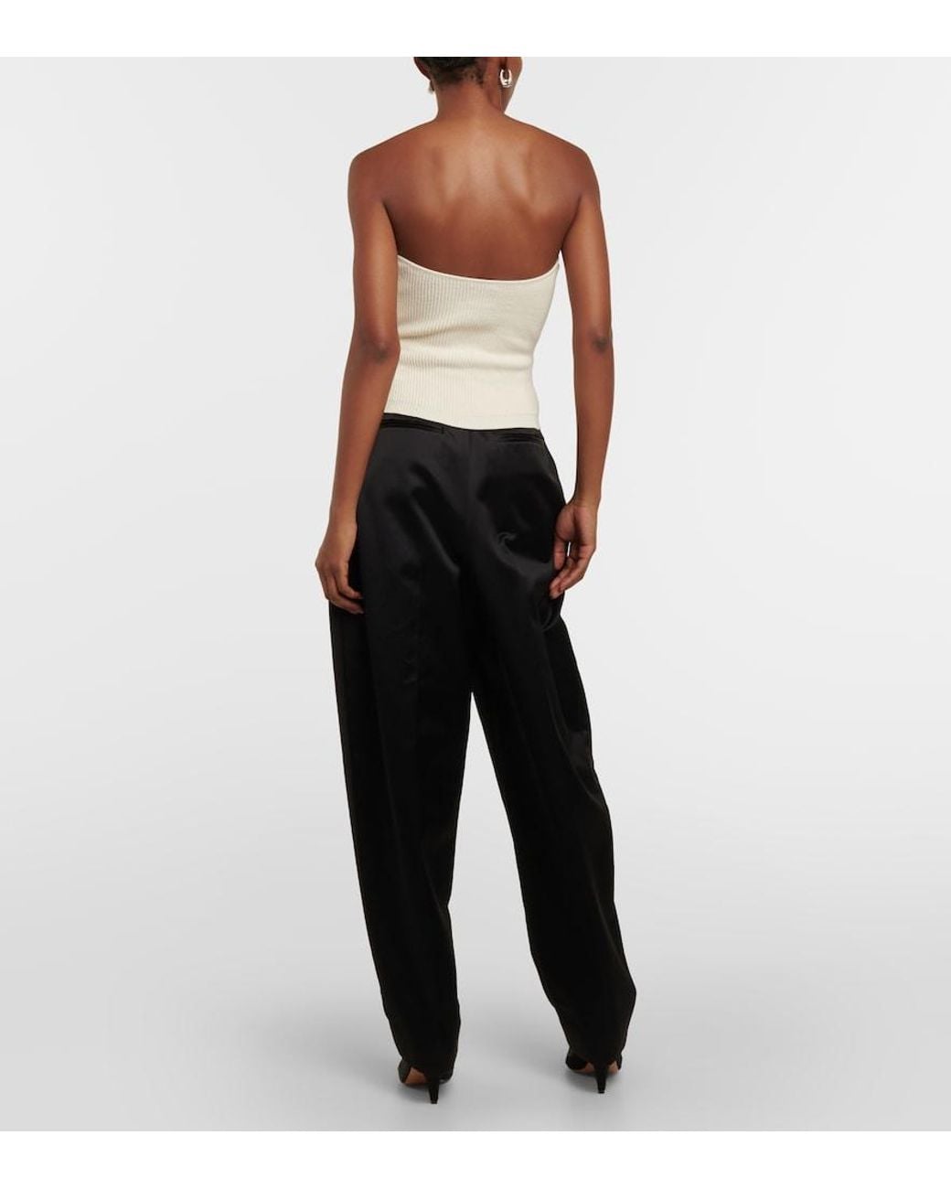 Khaite White Jericho Ribbed-Knit Bustier