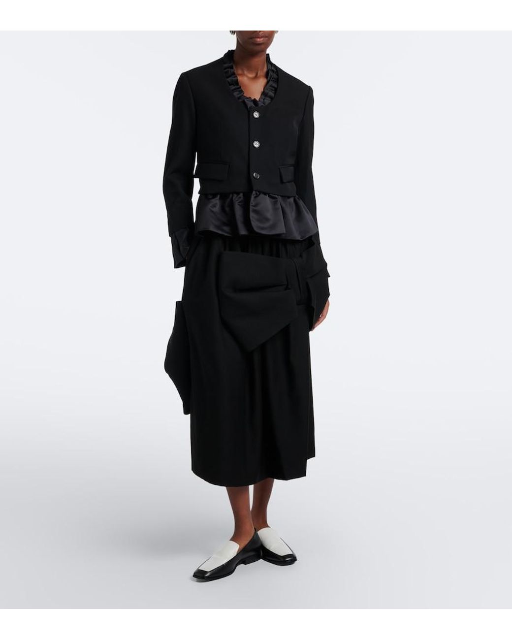Noir Kei Ninomiya Black Ruffled Peplum Wool Jacket