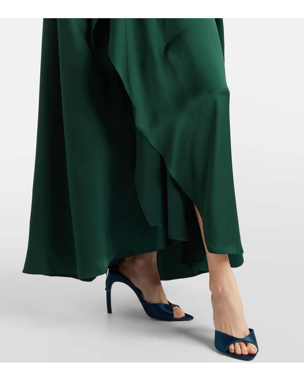 Roksanda Green Maxikleid Hiba Aus Seidensatin