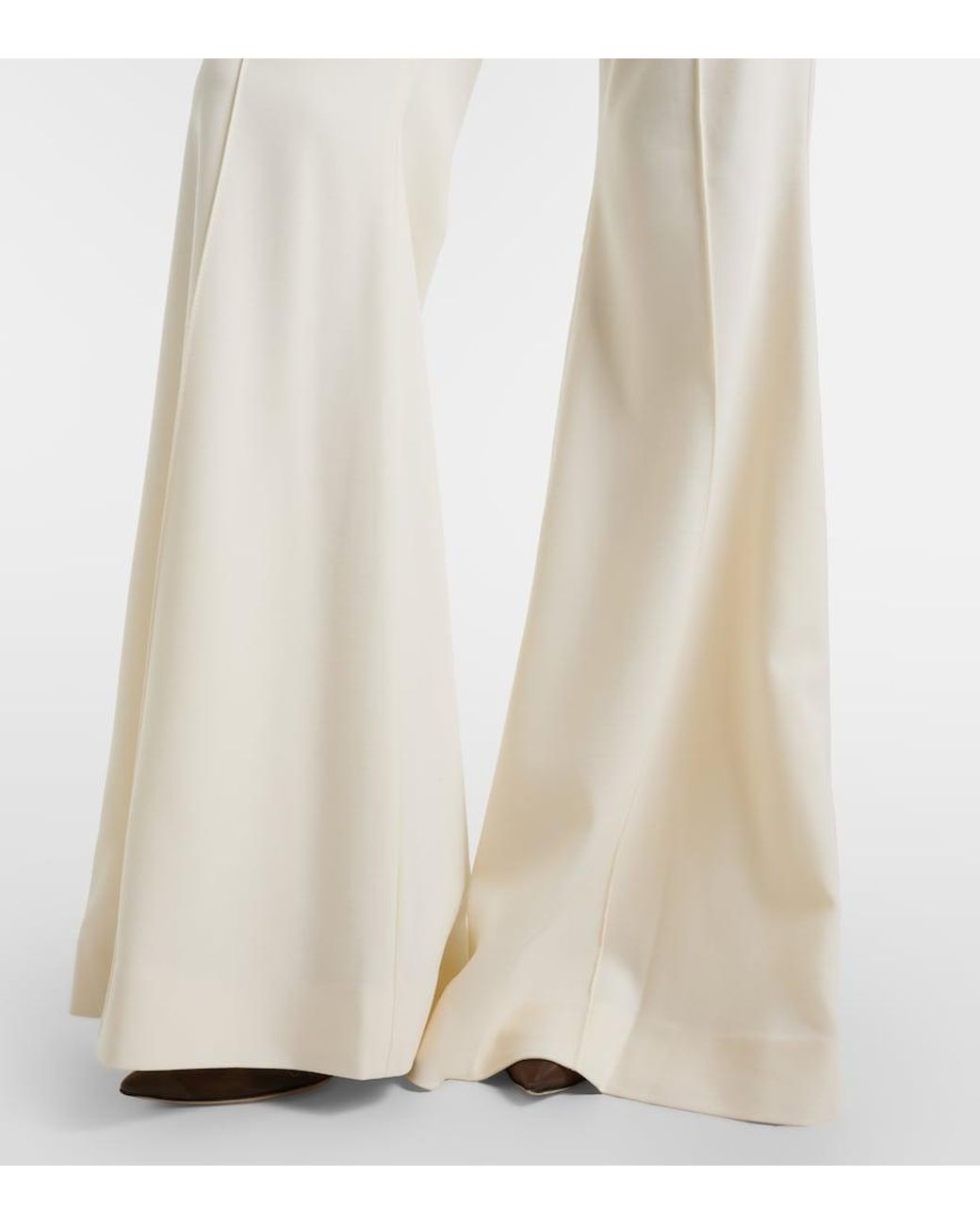 Costarellos White Daline Wool-Blend Flared Pants