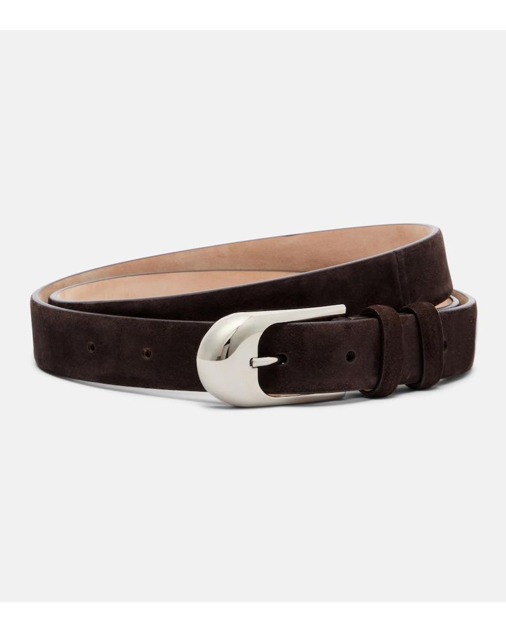 Khaite Brown Dome Suede Belt