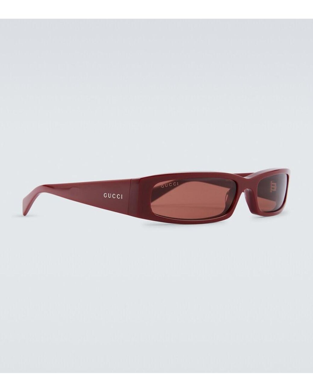 Gucci Brown Logo Rectangular Sunglasses for men