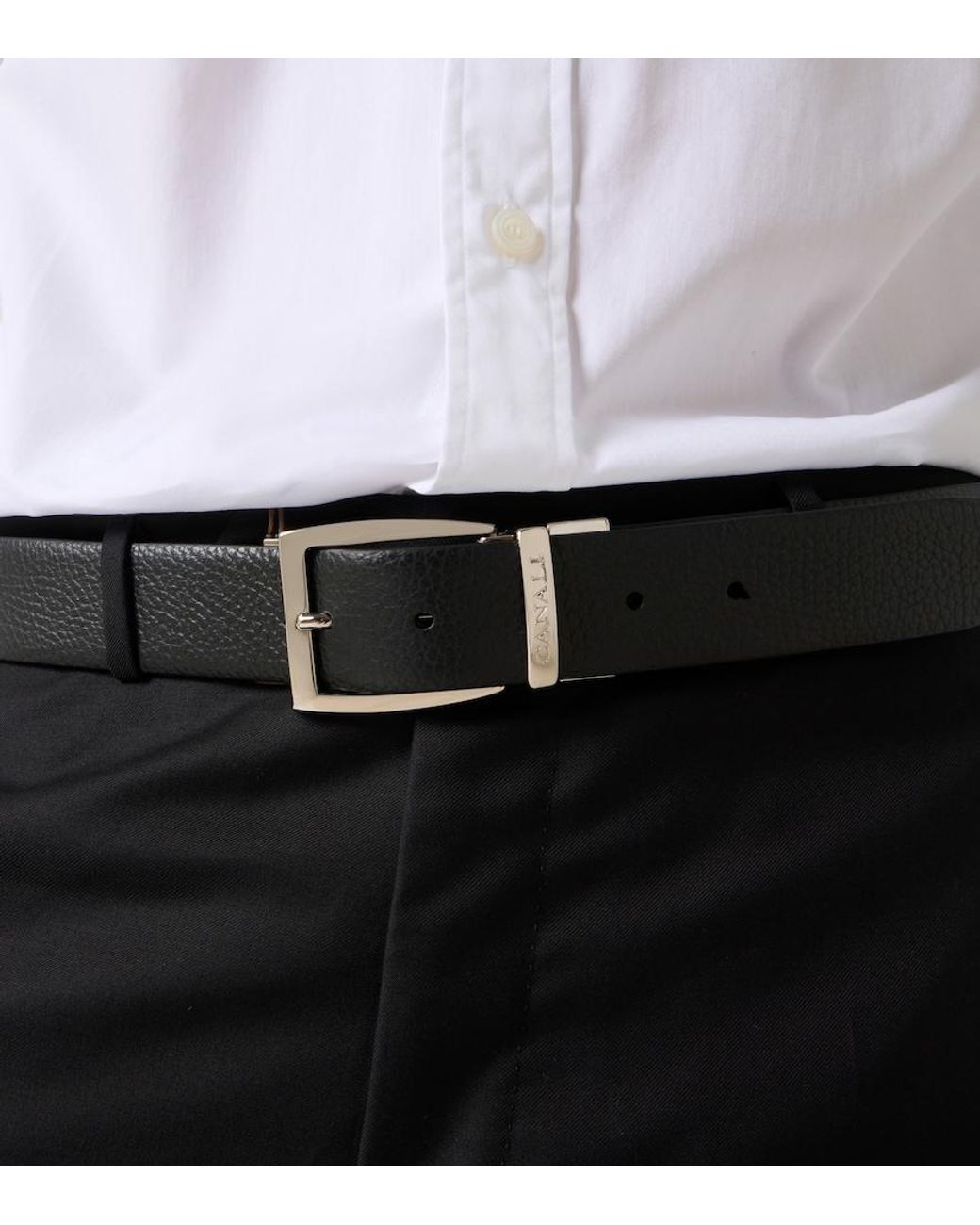 Cinturon De Piel Canali de hombre de color Black