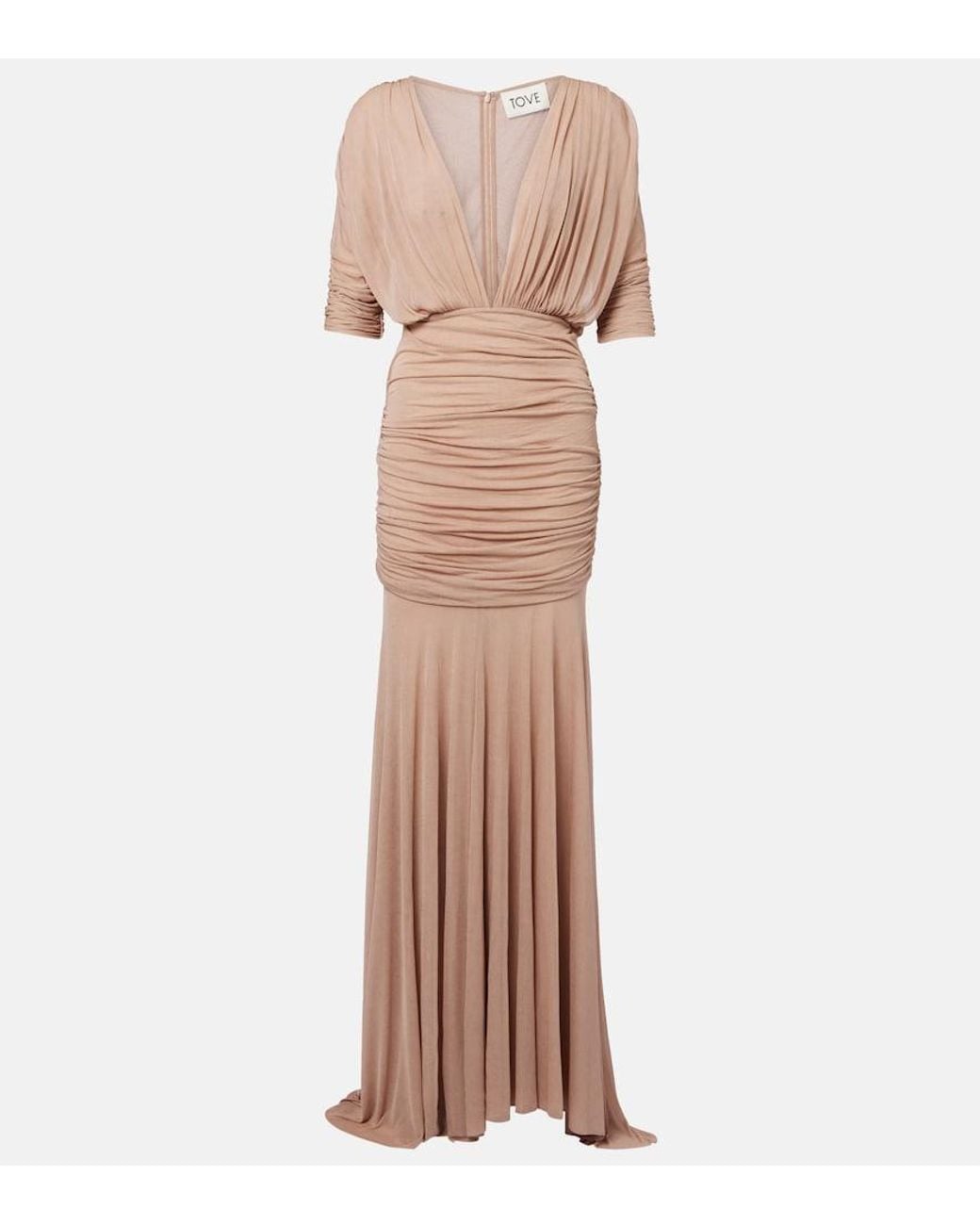 TOVE Natural Devi Semi-Sheer Maxi Dress