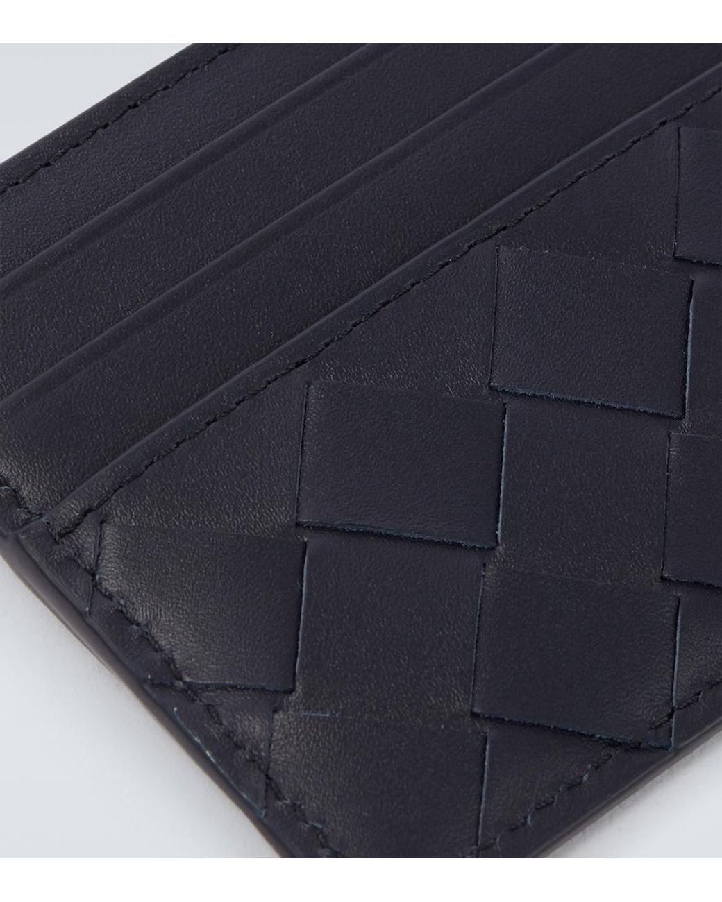 Bottega Veneta Blue Intrecciato Leather Card Holder for men