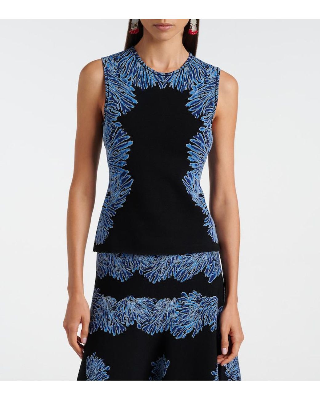 Ulla Johnson Blue Aylin Knitted Jacquard Tank Top