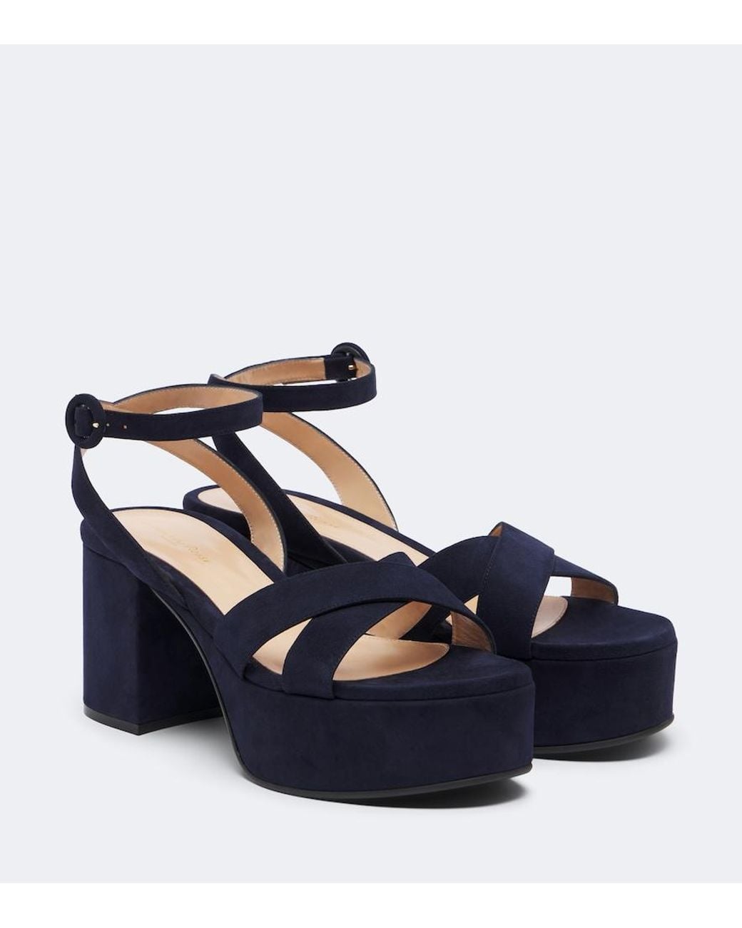 Gianvito Rossi Blue Sabrina Suede Platform Sandals