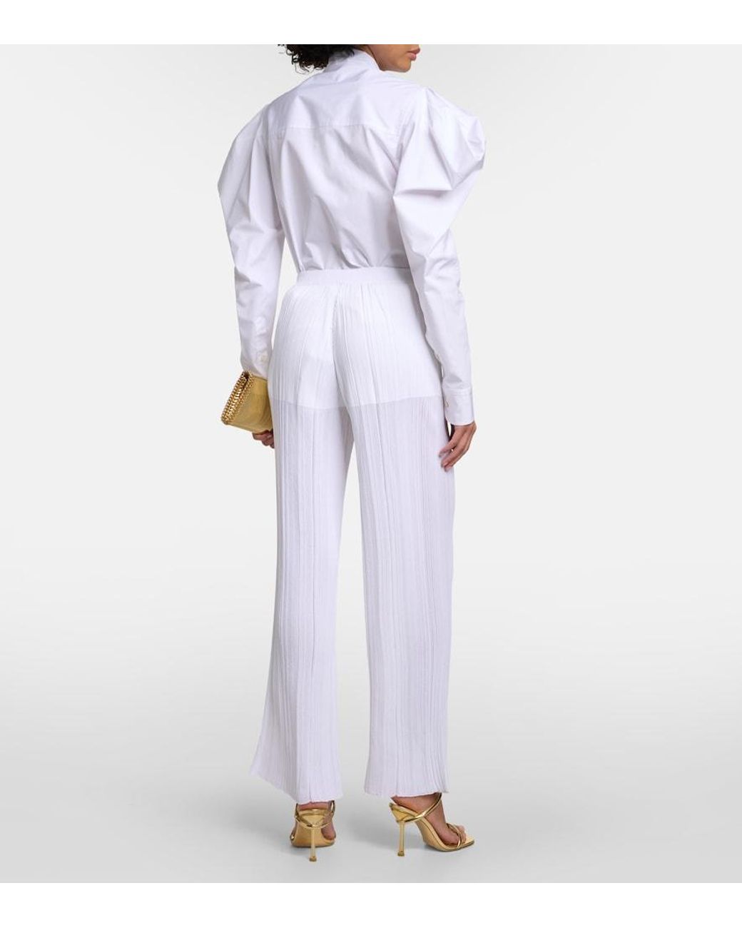 Stella McCartney White Pleated Knit Straight Pants