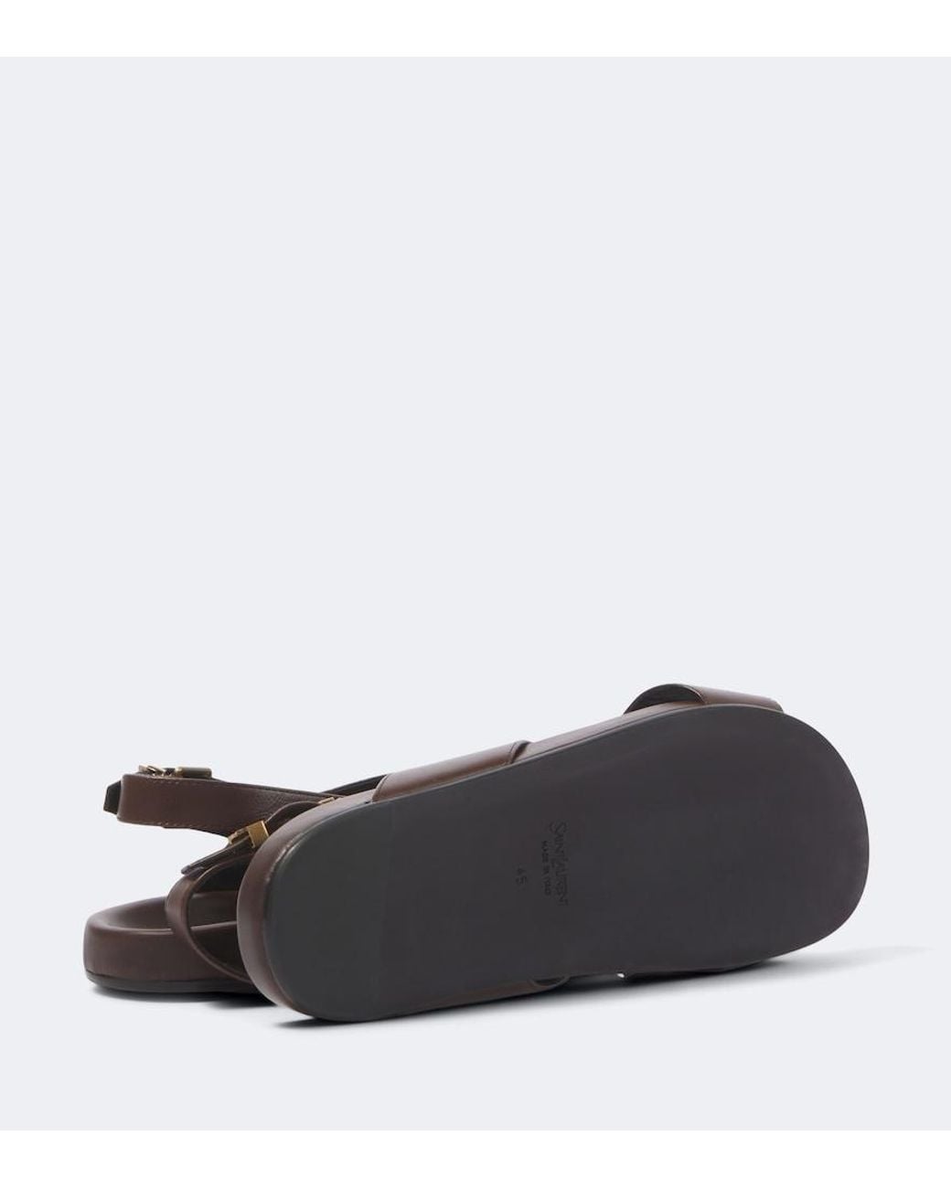 Saint Laurent Brown Helios Cassandre Leather Sandals for men