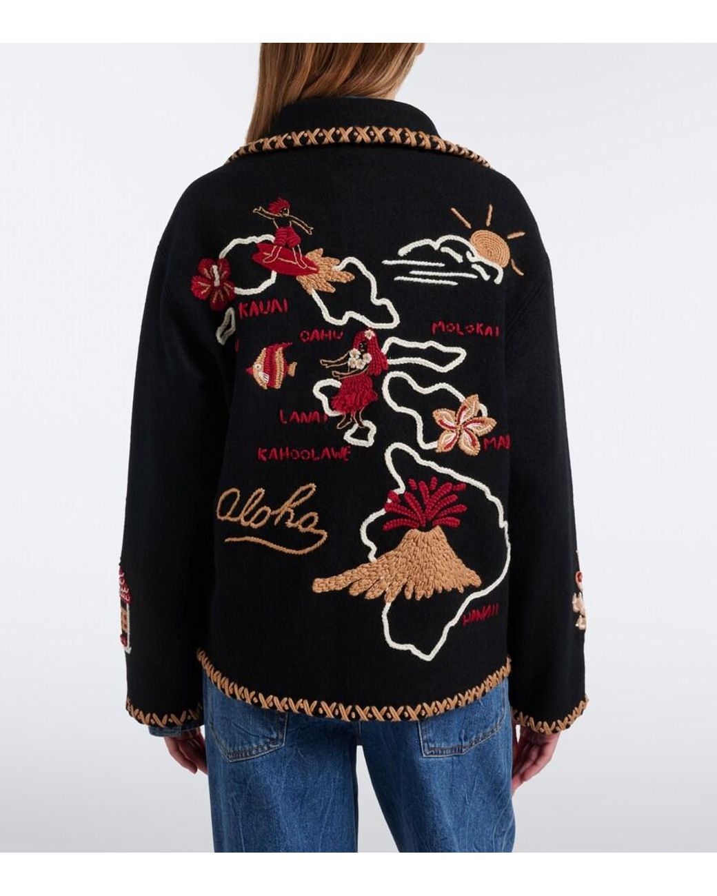 Alanui Black Remember Me Embroidered Virgin Wool Jacket