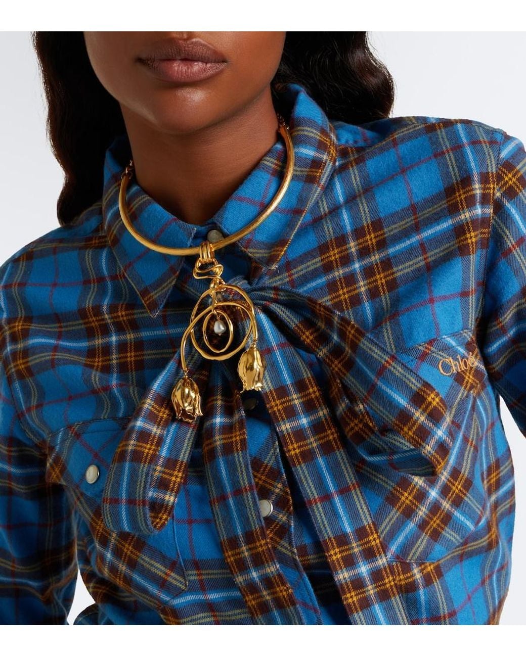 Chloé Metallic Plated Pearl Necklace