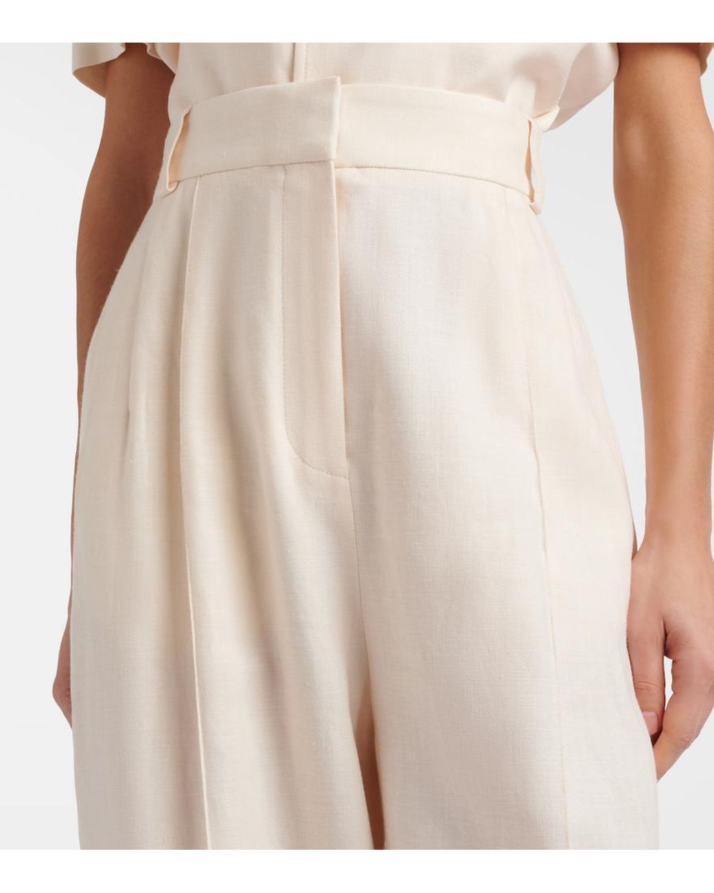 Loro Piana White Lodger Linen And Wool Wide-Leg Pants