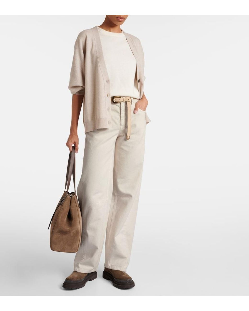 Brunello Cucinelli Natural Mid-Rise Straight Jeans