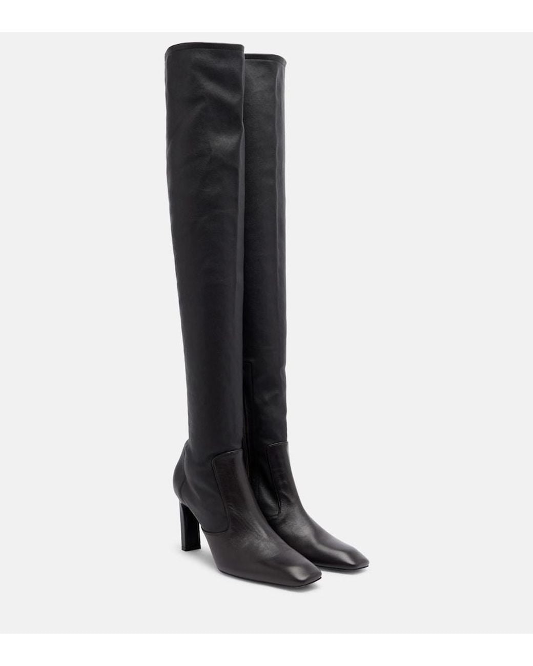 Totême Black Leather Over-The-Knee Boots