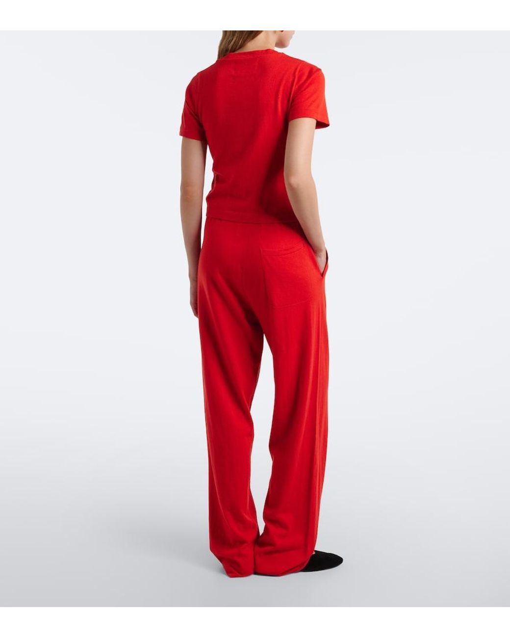 Extreme Cashmere Red N°353 Relax Cotton And Cashmere Straight Pants