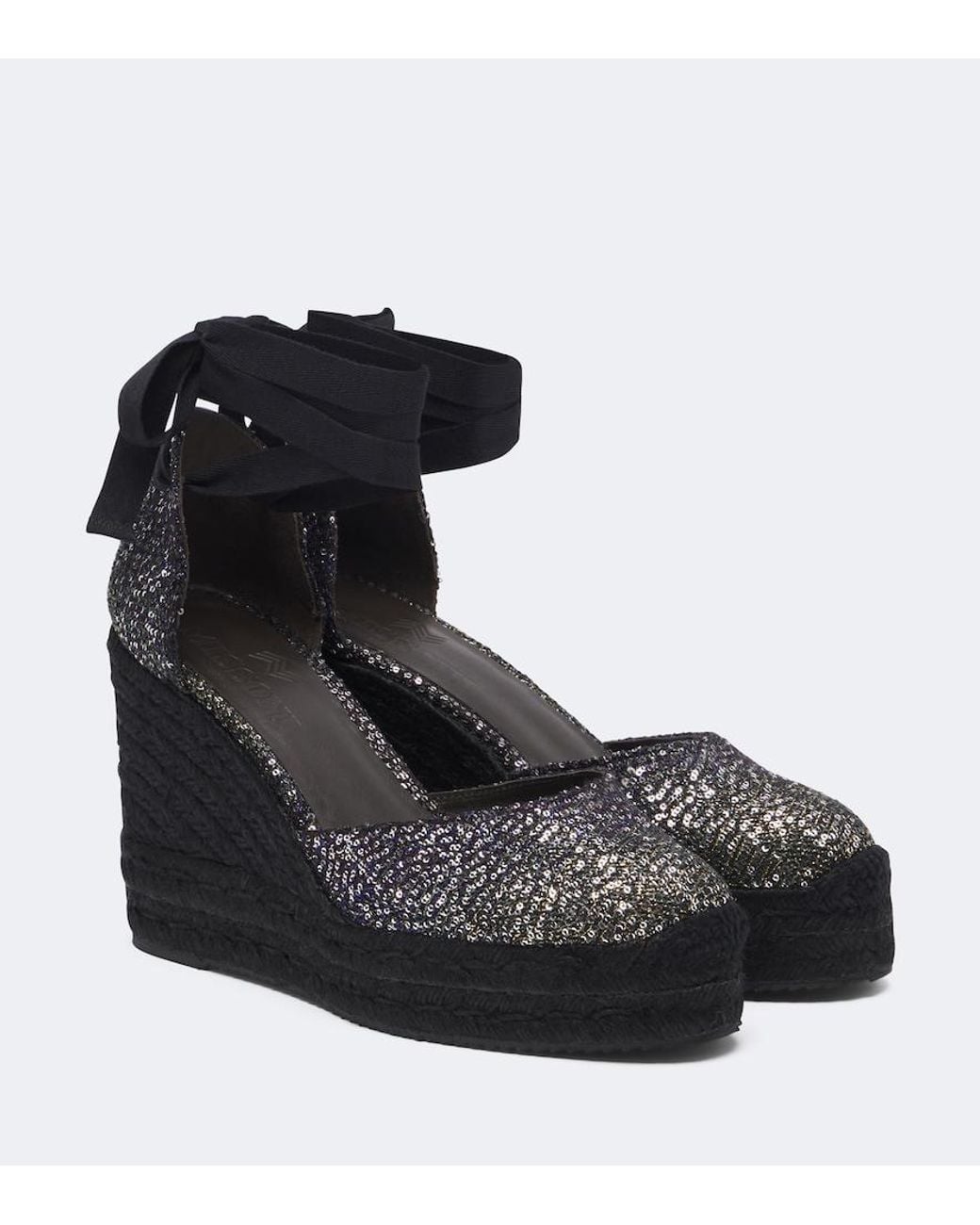 Missoni Black Eva Sequined Espadrille Wedges