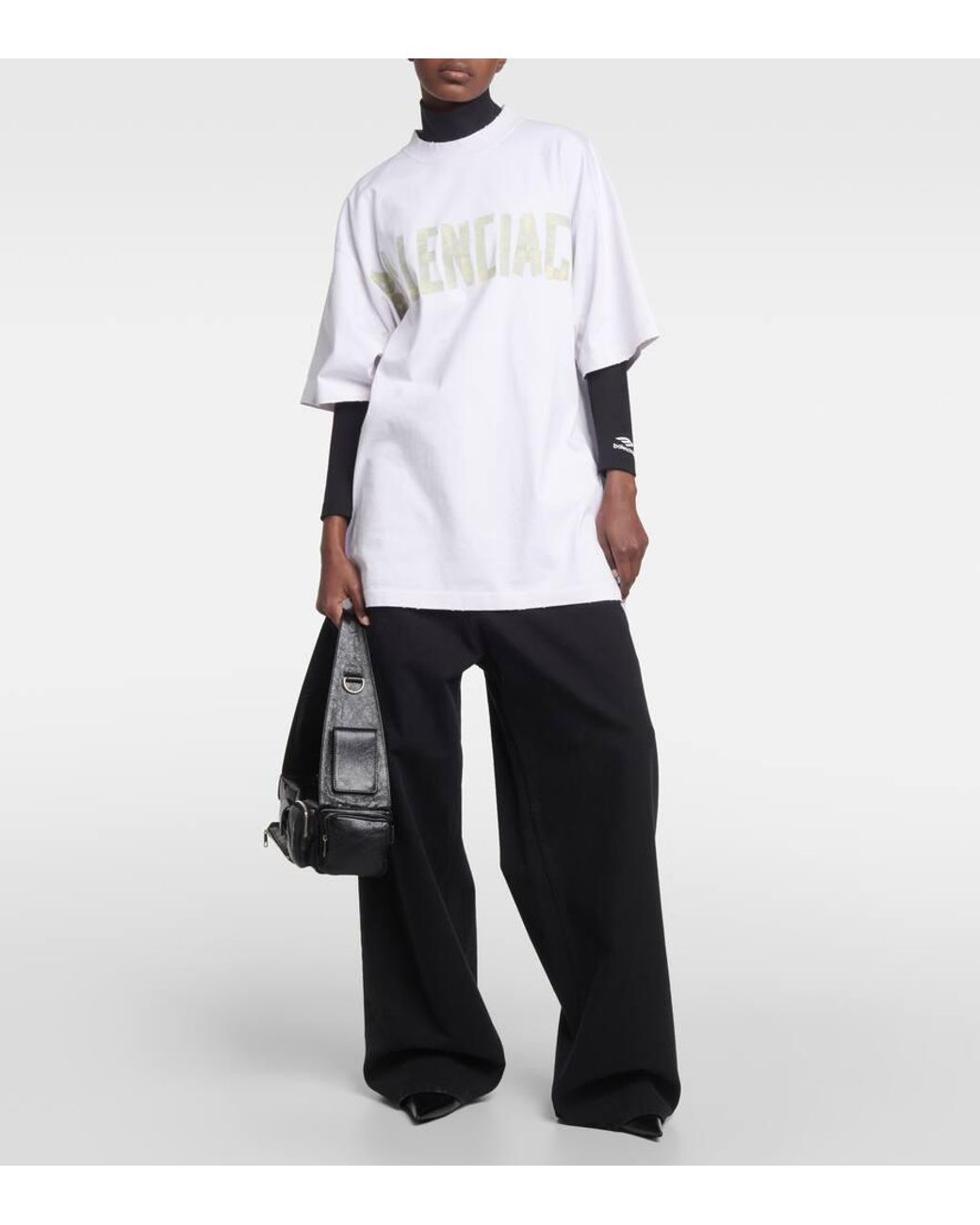 Balenciaga White Tape -Baumwoll -T -Shirt
