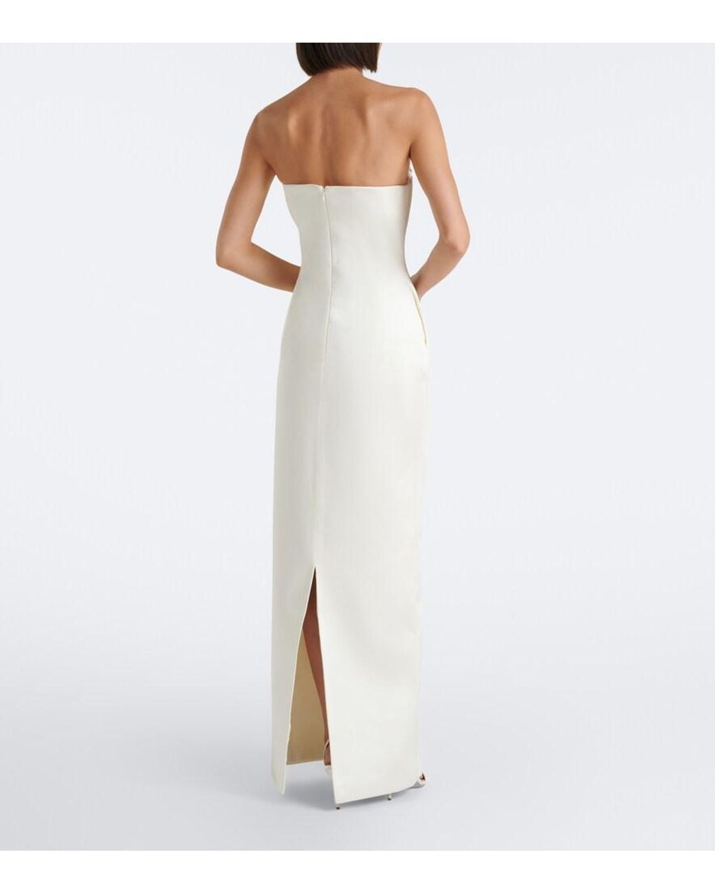 The New Arrivals Ilkyaz Ozel White Noelie Embellished Satin Bustier Gown