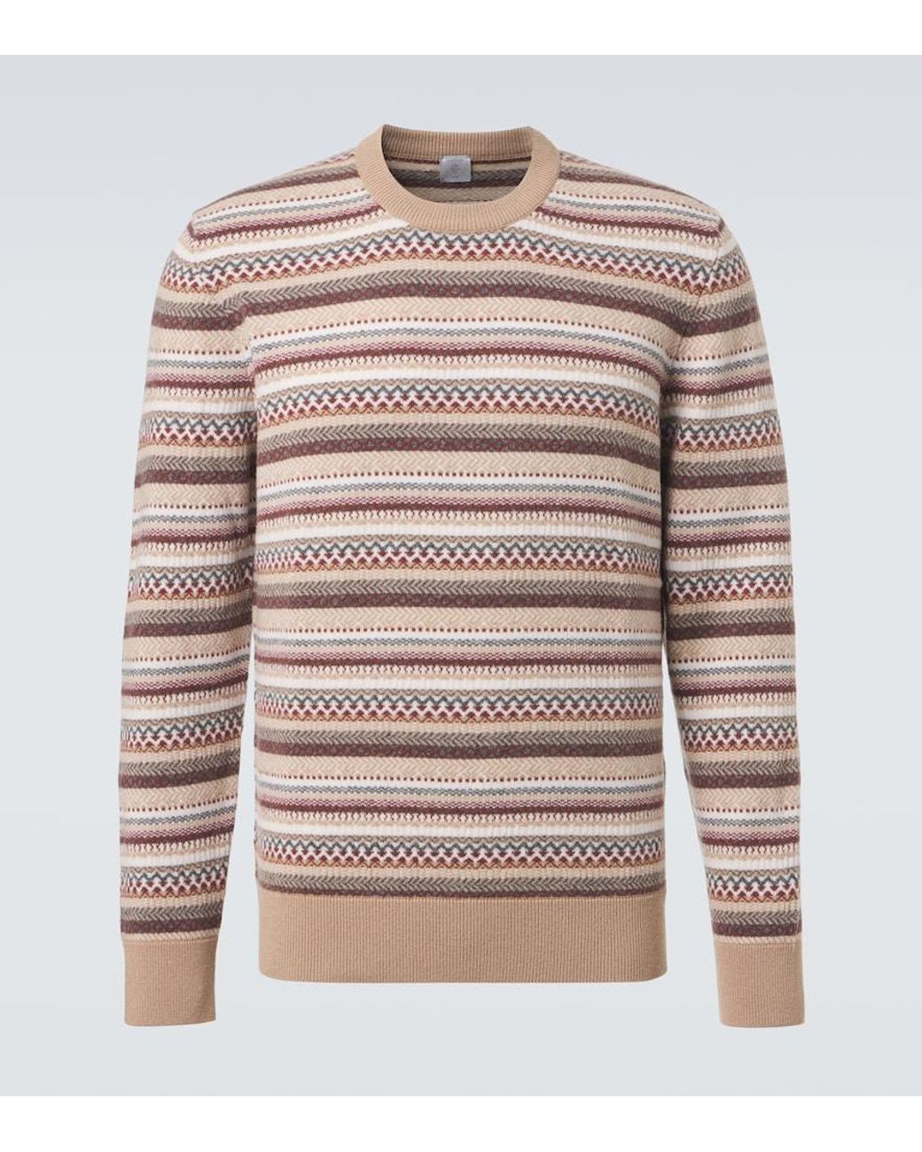 Eleventy Brown Jacquard Wool Sweater for men