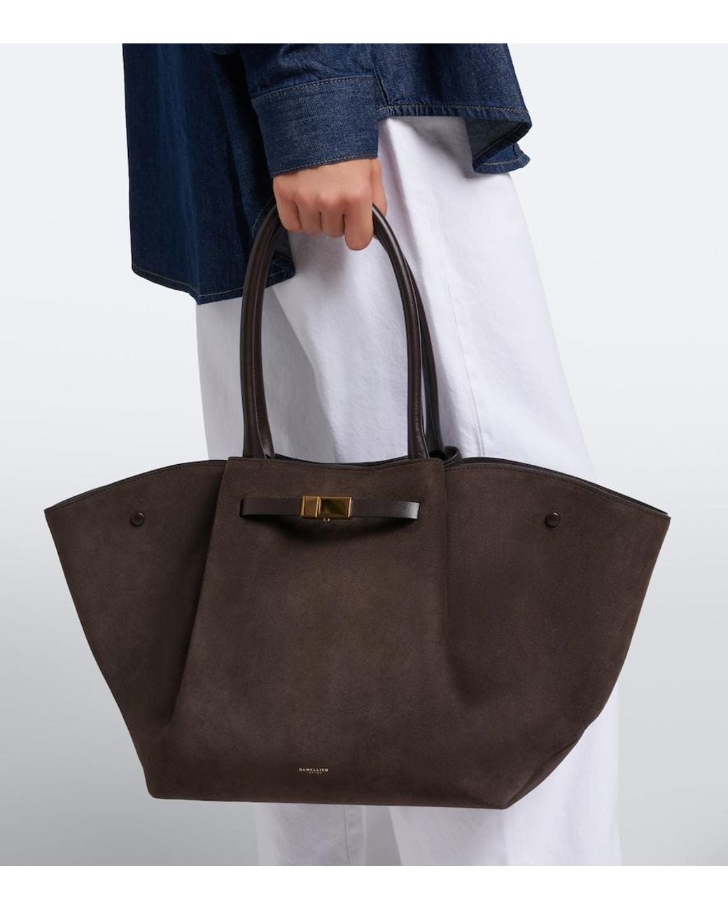 DeMellier London Black New York Medium Suede Tote Bag