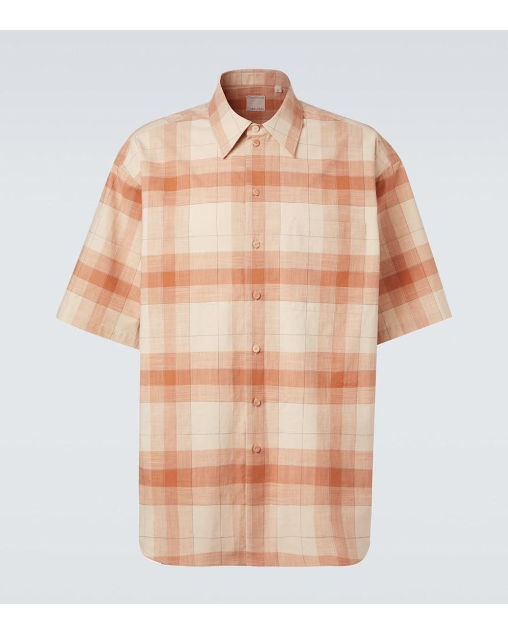 Calvin Klein Pink Tommy Checked Oversized Cotton Bowling Shirt for men