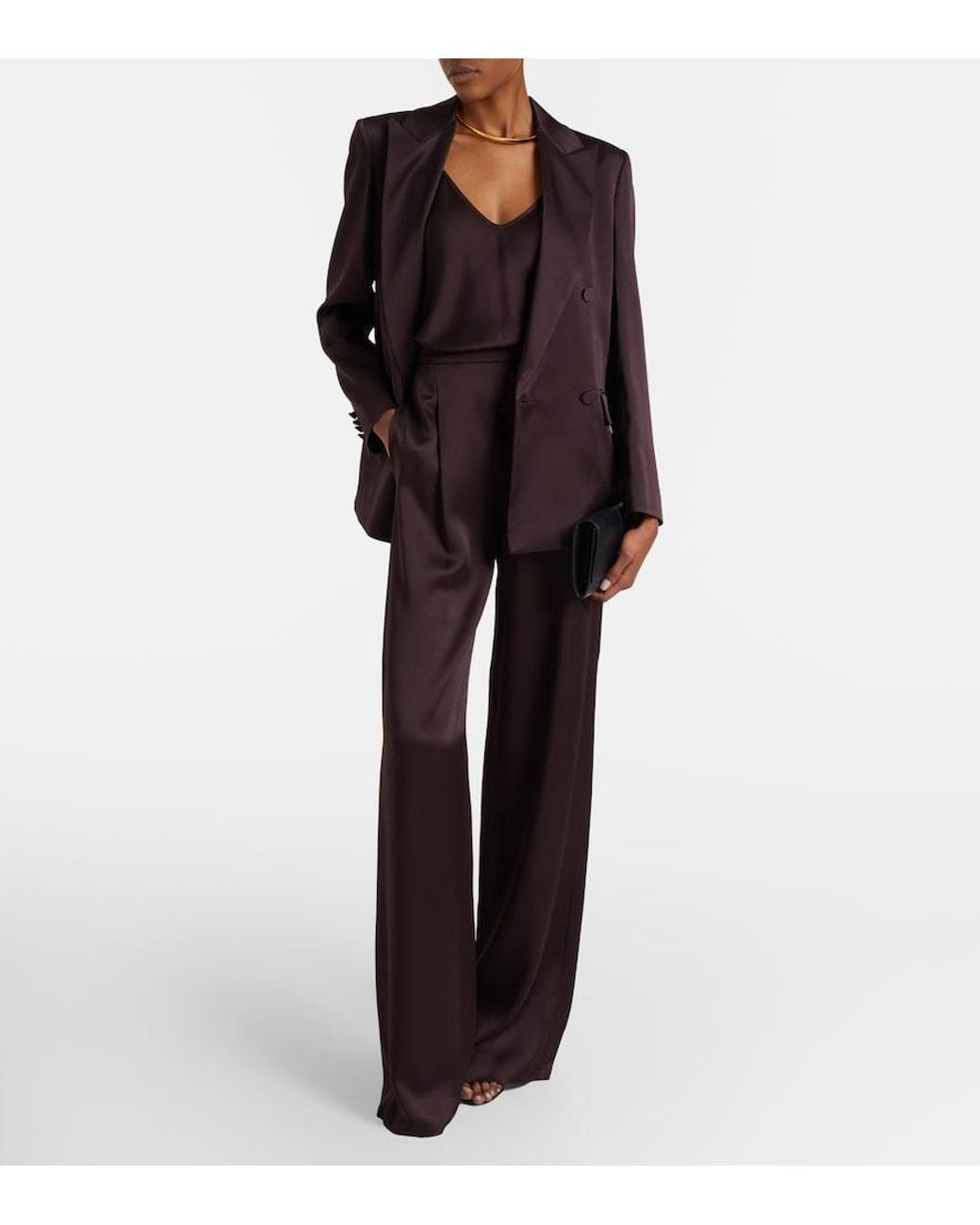 Max Mara Brown Crepe Satin Camisole