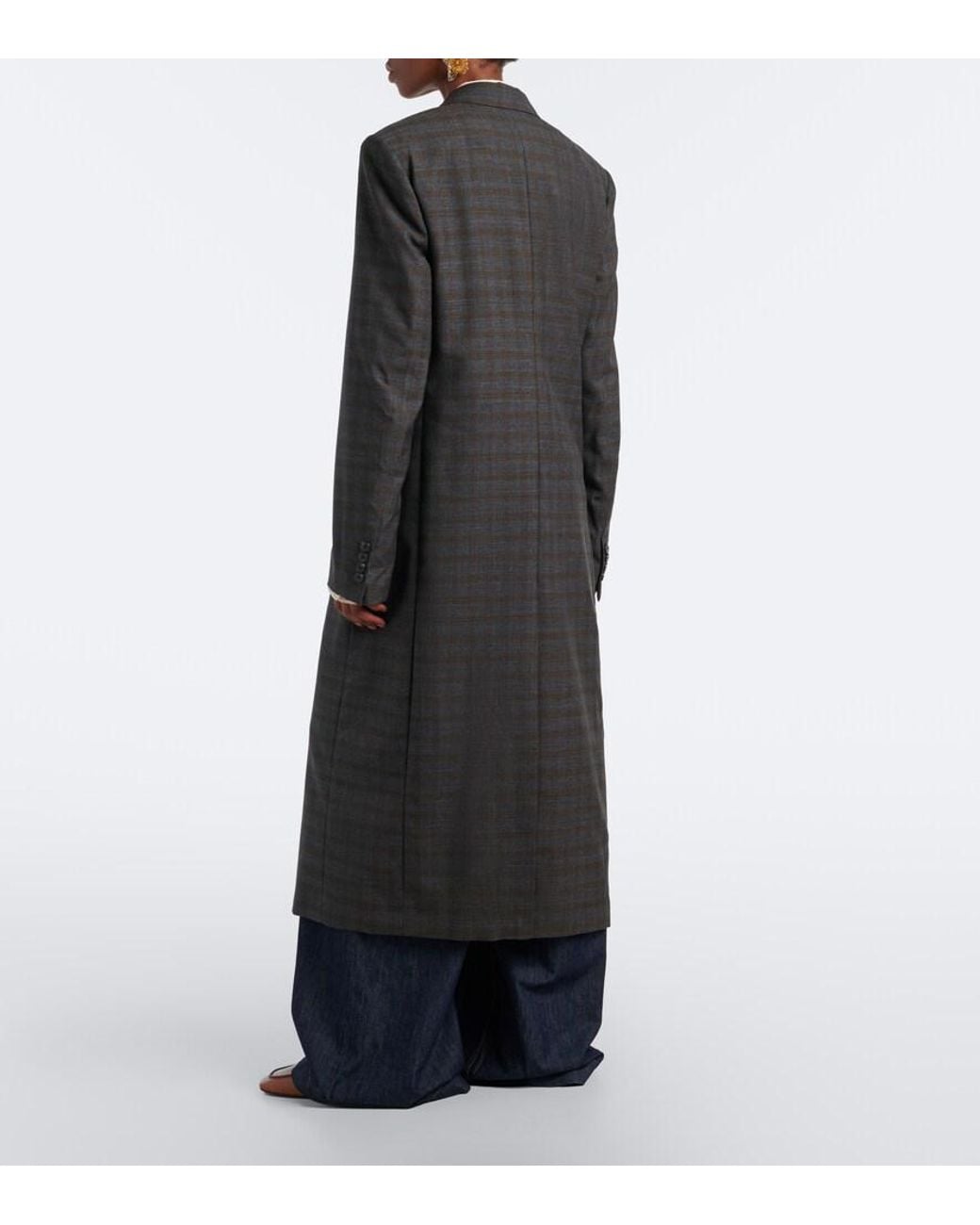 Dries Van Noten Black Checked Double-Breasted Wool Coat