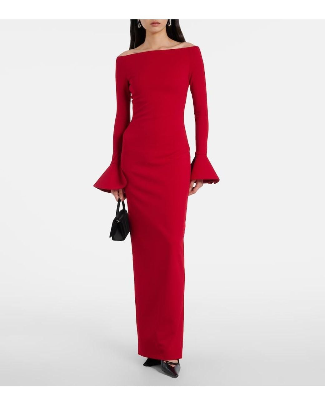 Solace London Red Anica Off-Shoulder Gown