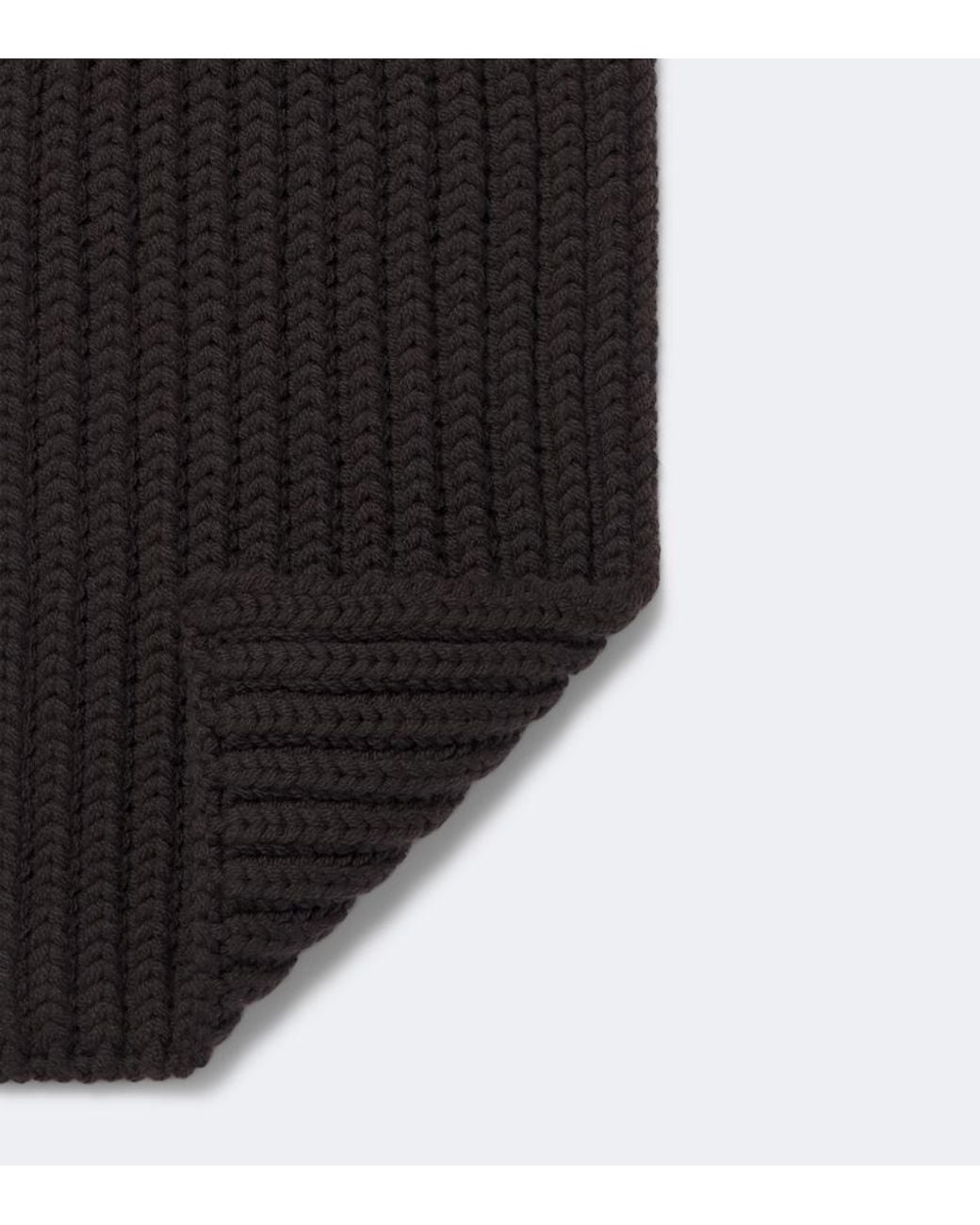 Prada Black Ribbed-Knit Virgin Wool Scarf