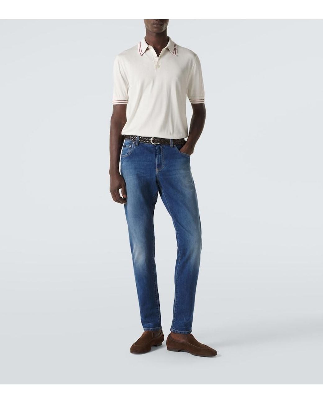 Dolce & Gabbana Blue Mid-Rise Slim Jeans for men