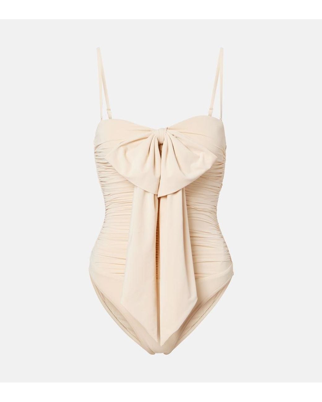 Zimmermann Natural Como Bow-Detail Draped Swimsuit