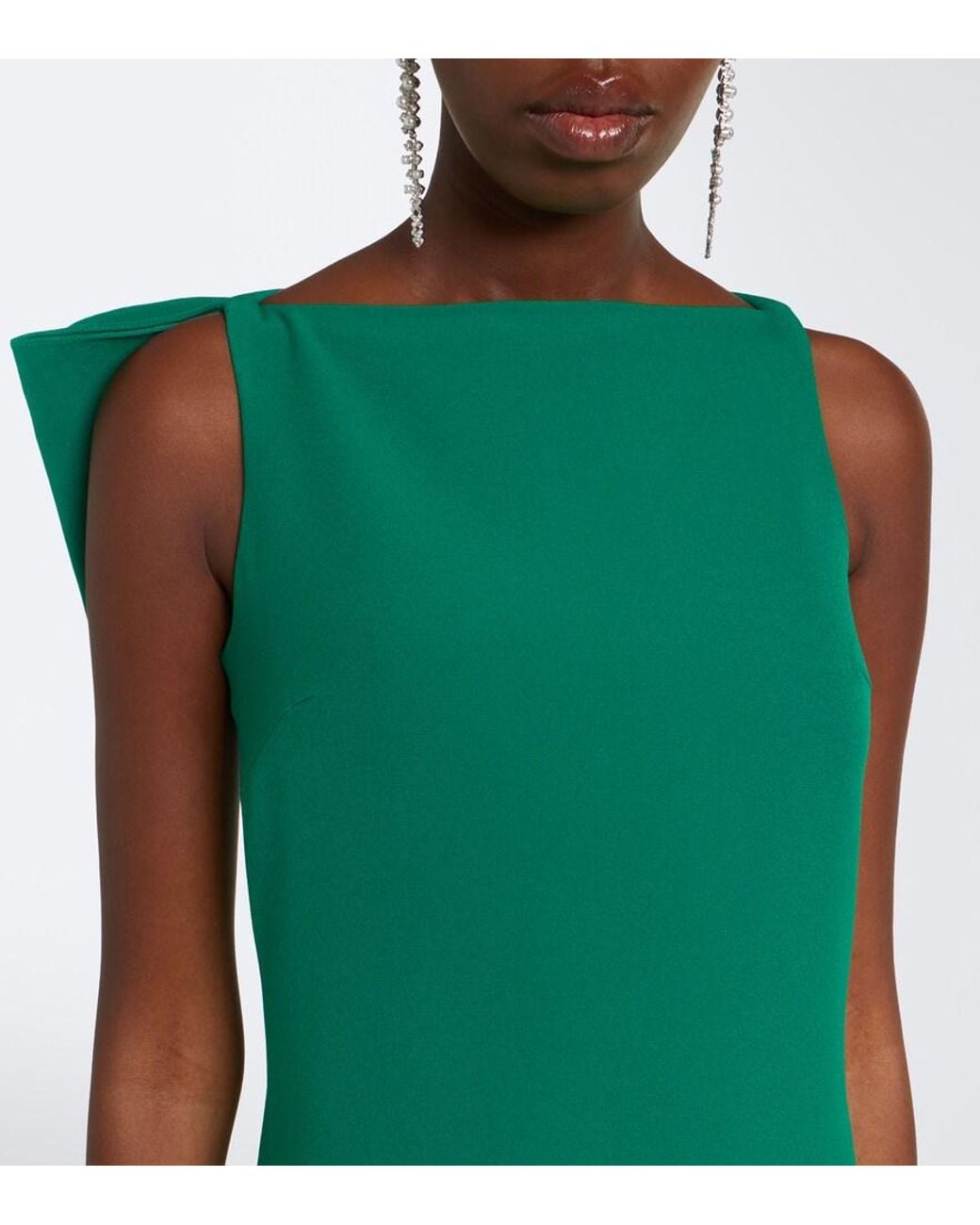 Safiyaa Green Mallory Crepe Gown
