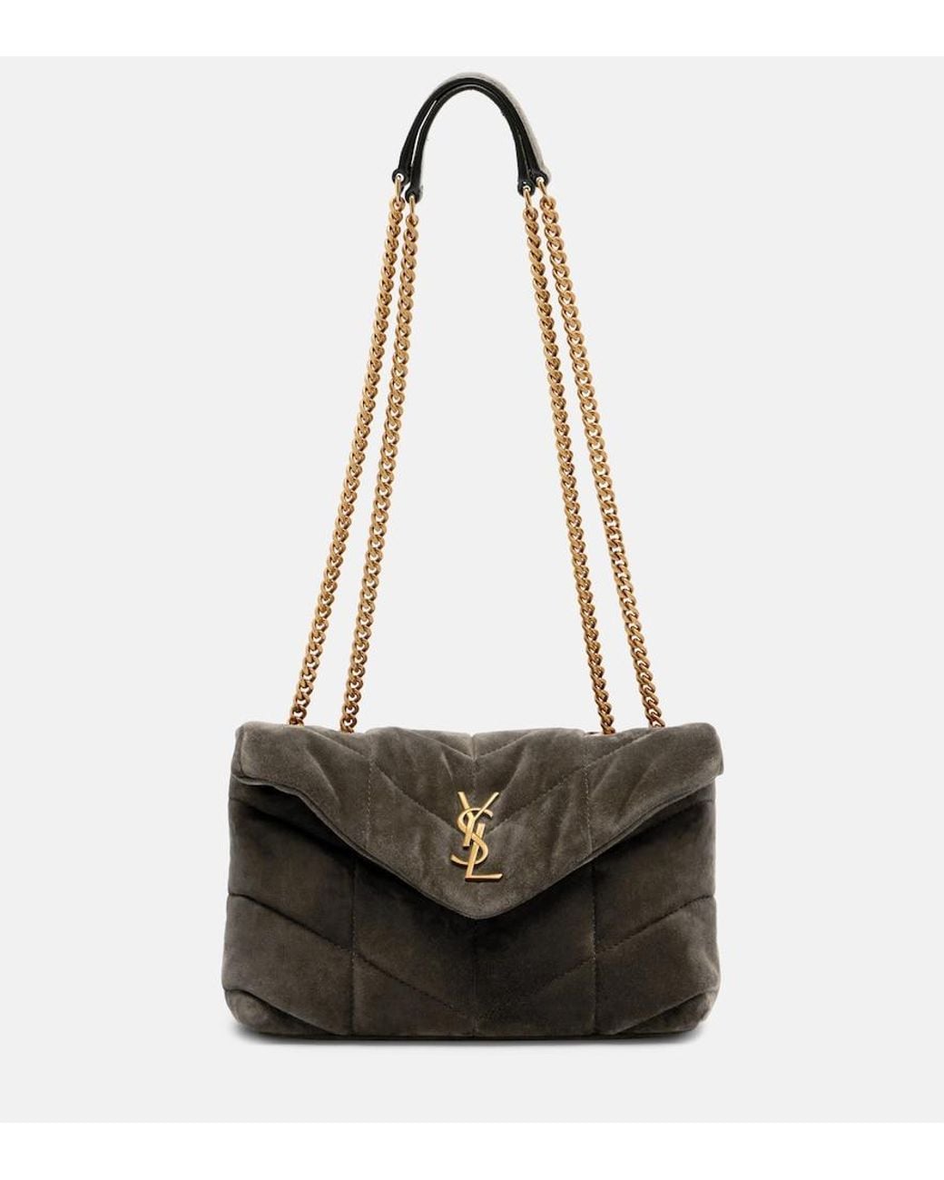 Saint Laurent White Puffer Toy Suede Shoulder Bag