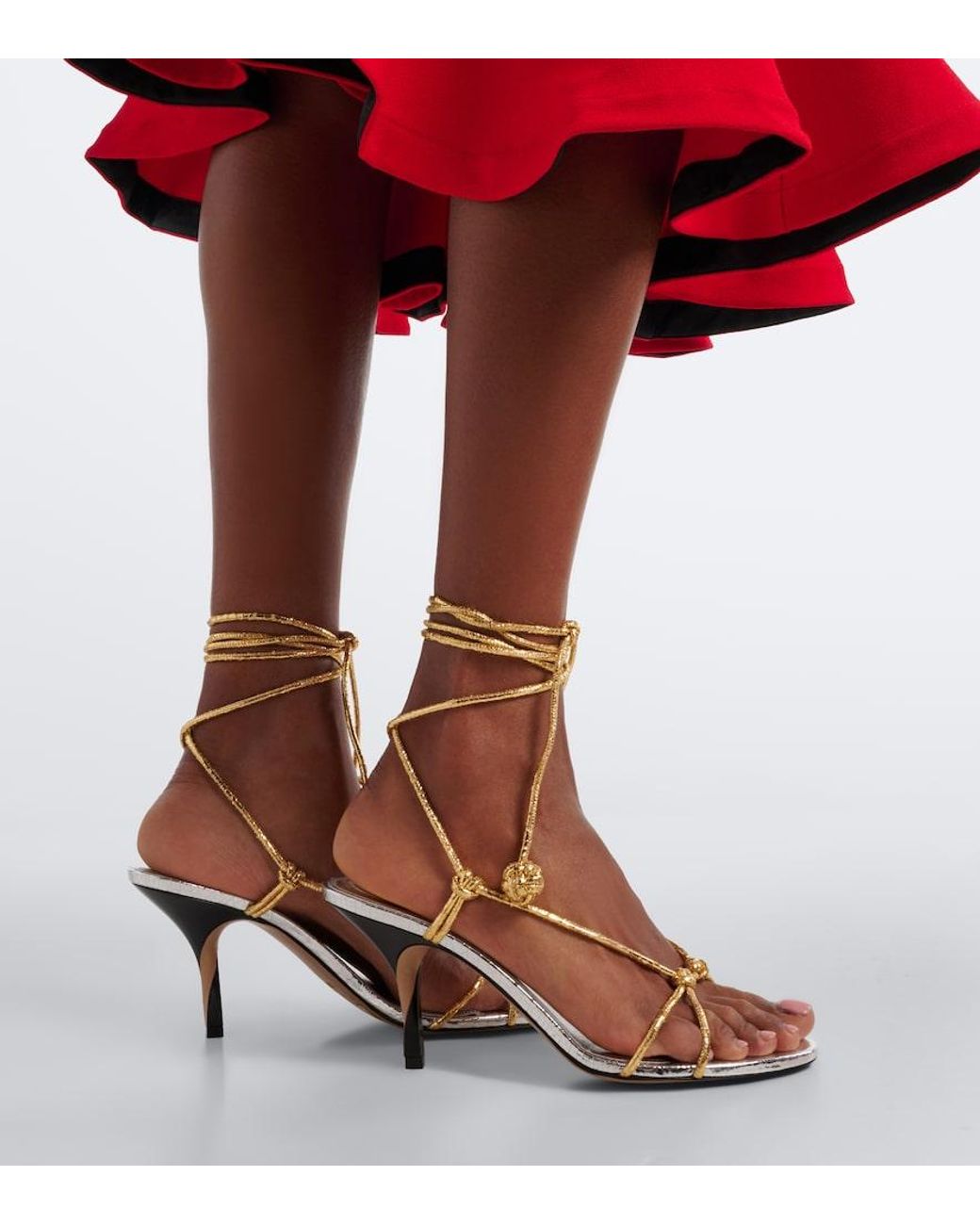 Jacquemus Tourni Metallic Leather Sandals