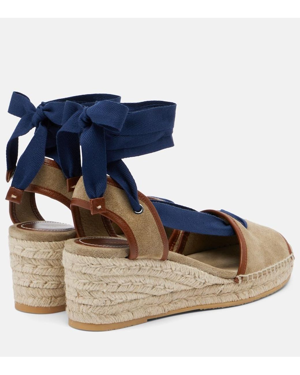 Versace Blue Lola Suede Espadrille Wedges
