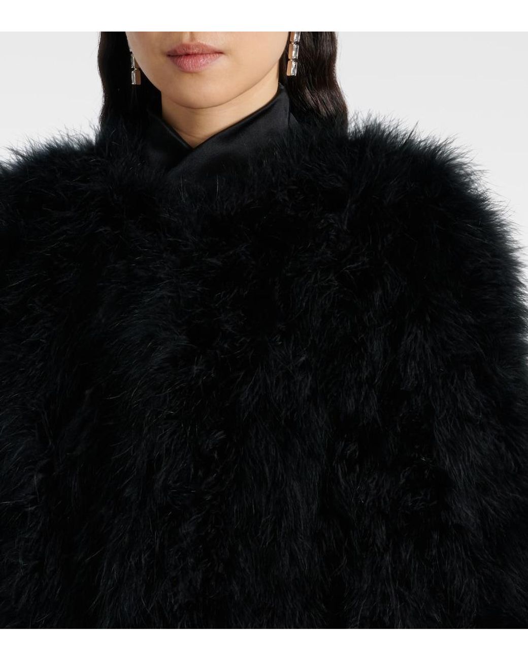 Yves Salomon Black Faux Fur Cape