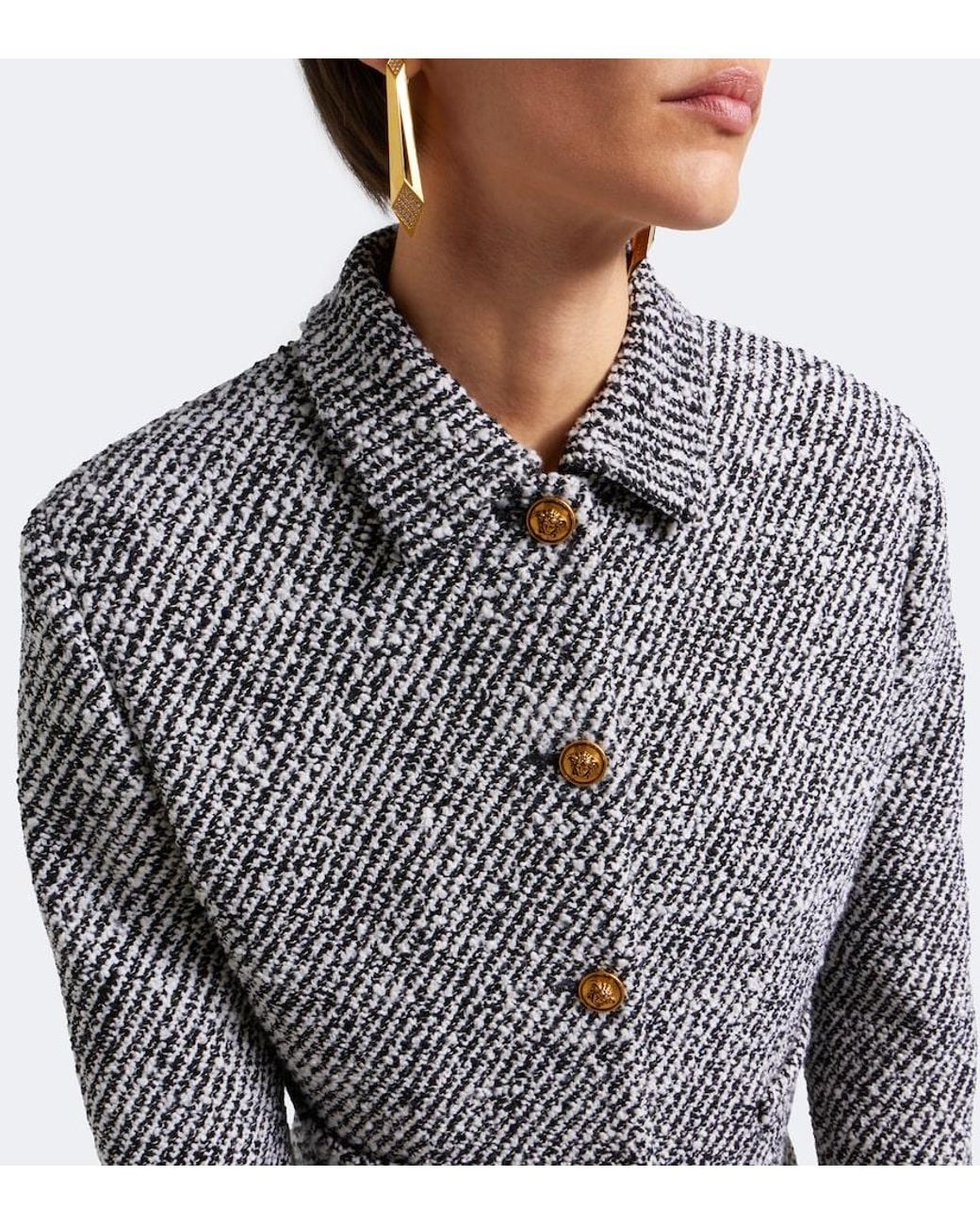 Versace Gray Wool-Blend Boucle Jacket