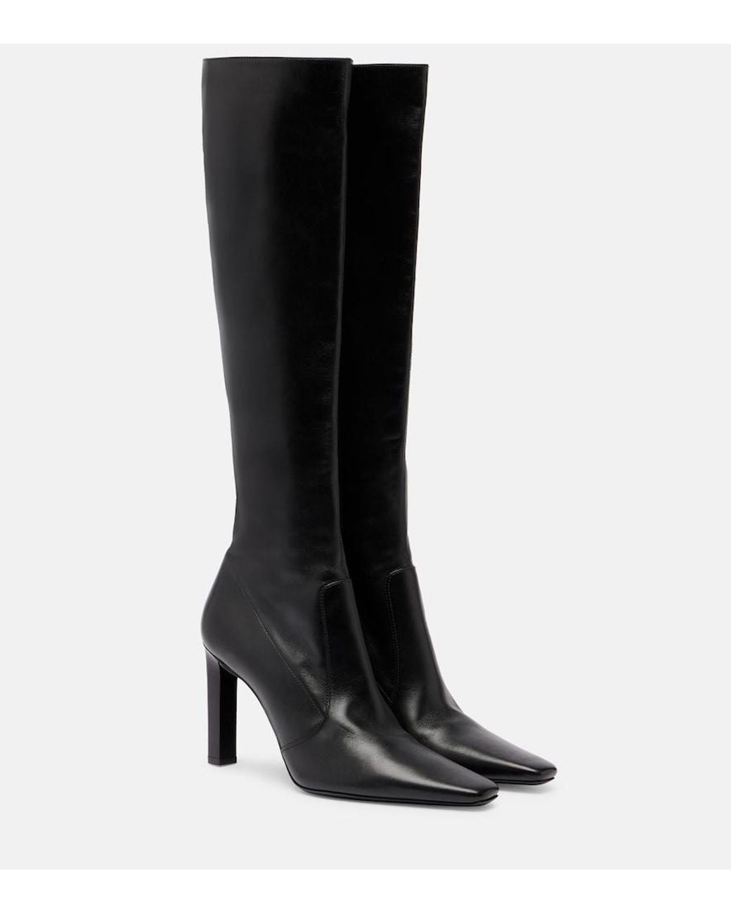 Saint Laurent Black Francoise 95 Leather Knee-High Boots