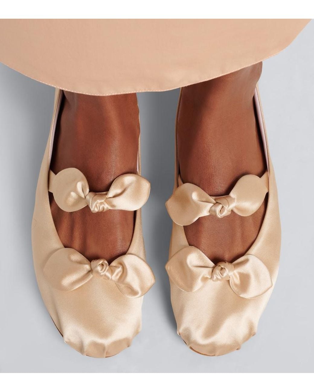 Chloé Pink Penny Bow-Detail Satin Ballet Flats