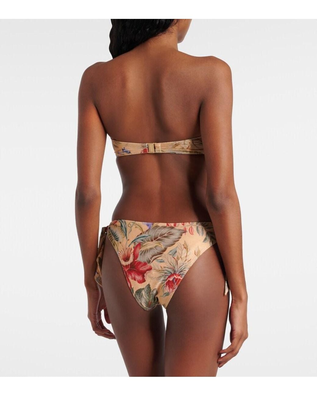 Zimmermann Brown Coco Bow-Detail Floral Swimsuit