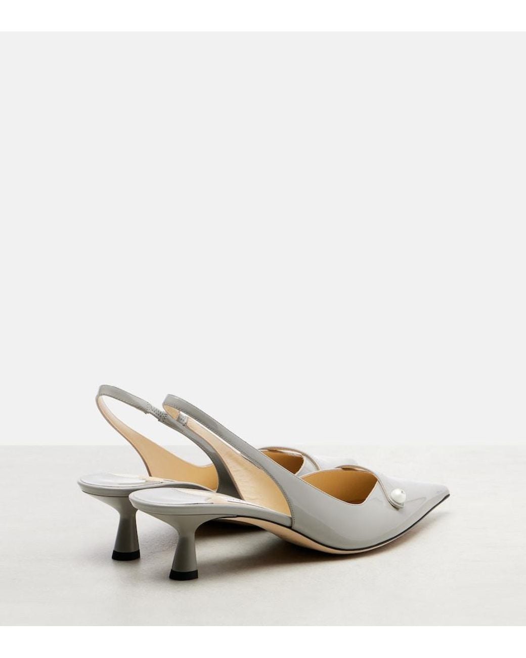 Jimmy Choo White Amita 45 Patent Leather Slingback Pumps