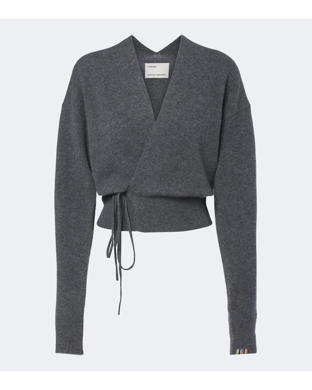 Extreme Cashmere Gray N°516 Ella Cashmere-Blend Wrap Cardigan