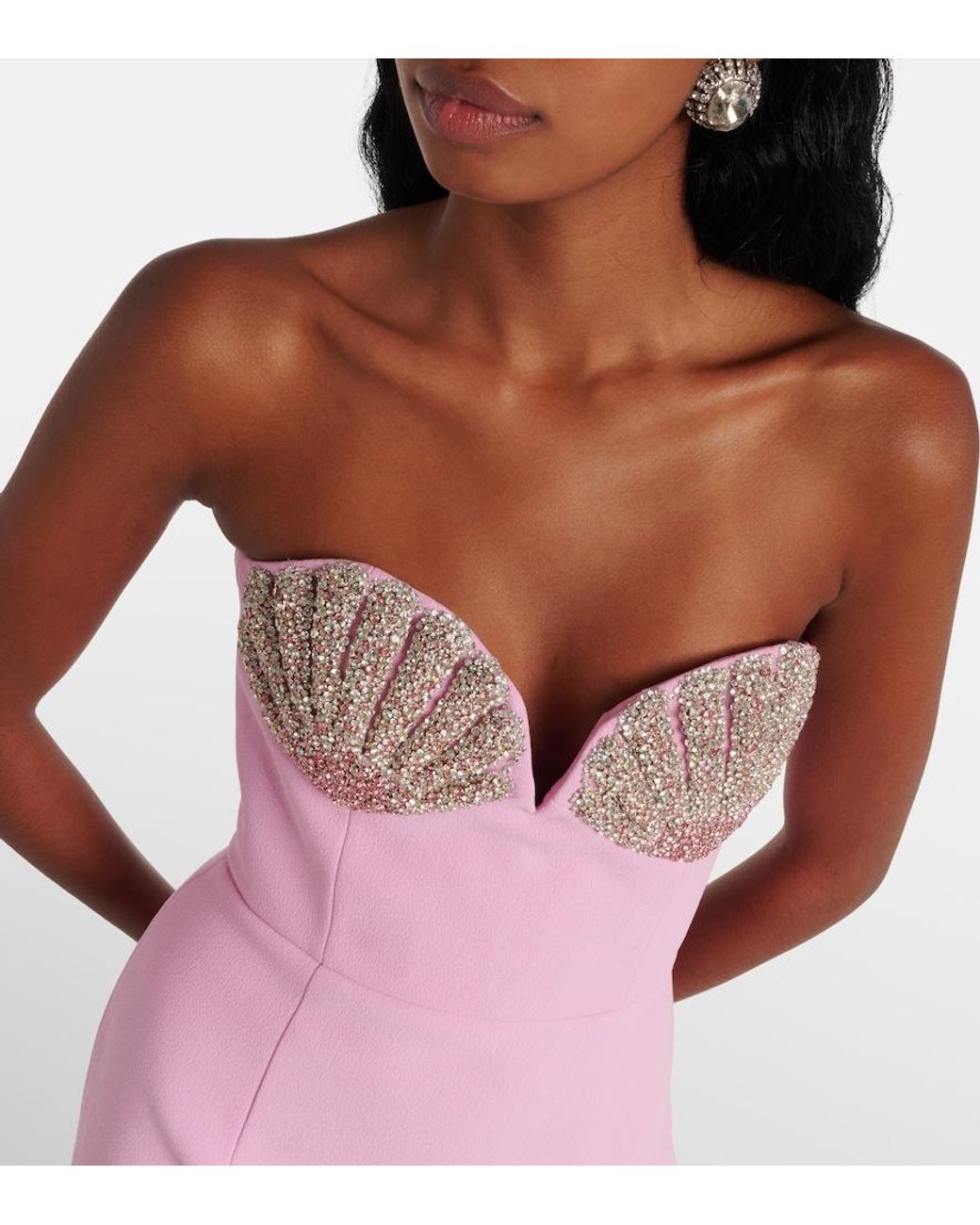 Rebecca Vallance Pink Cordelia Embellished Strapless Gown