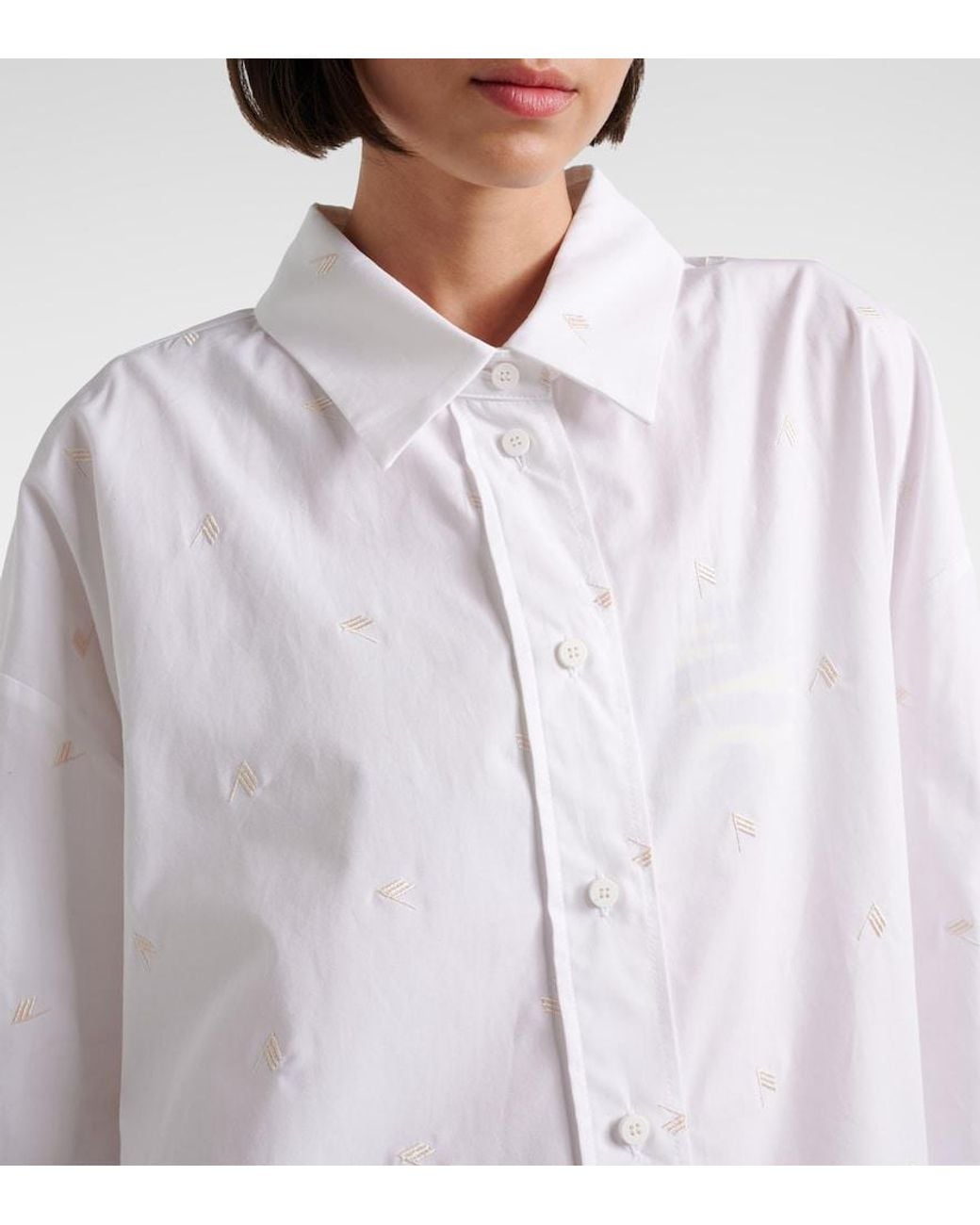 The Attico White Embroidered Cotton-Blend Poplin Shirt