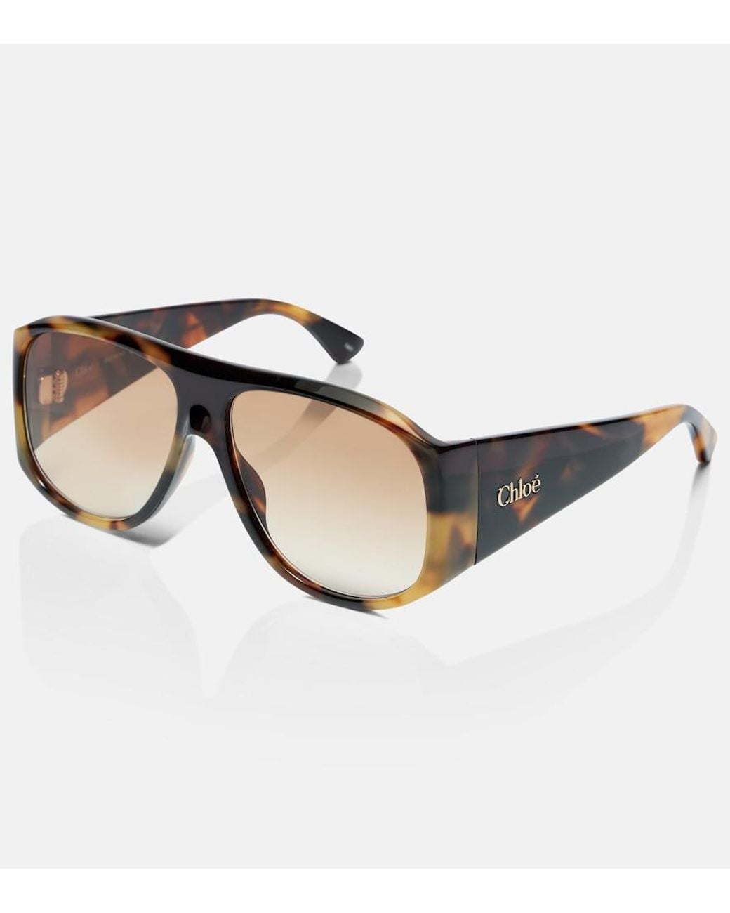 Chloé Brown Logo Oversized Sunglasses